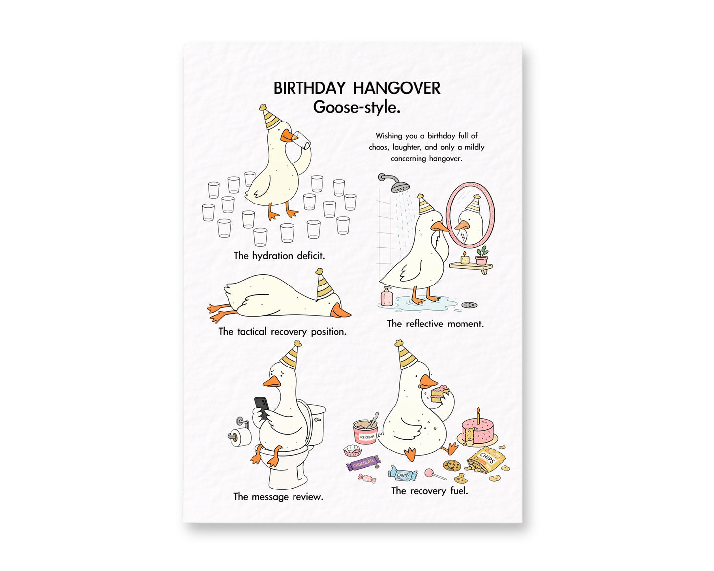 Birthday Hangover Goose Card – Funny Birthday Card for Friend, Sister, Brother, Bestie | Cute Goose Birthday Card