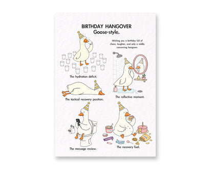 Birthday Hangover Goose Card – Funny Birthday Card for Friend, Sister, Brother, Bestie | Cute Goose Birthday Card