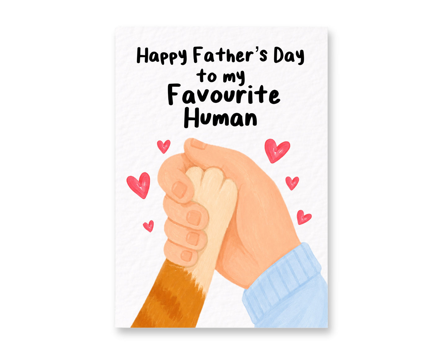 Father's Day Card From The Cat, Favourite Human, Pet Birthday Greeting Card, Paw Print