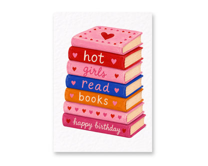 Hot Girls Read Books Birthday Card, Bookworm Gift for Her, Cute Reader, Birthday Card, Reading Lover Greeting Card, Book Era