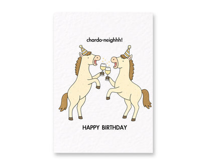 Chardonnay Birthday Card, Funny Horse Birthday Card, Chardo Neighhh Card, Wine Lover, Horse Lover Gift, Pun Birthday Card, Equestrian