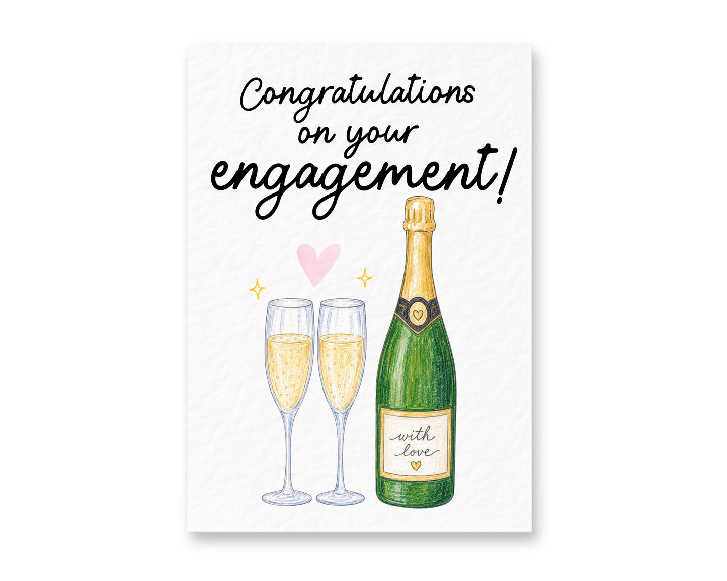 Congratulations on Your Engagement Card – Champagne & Prosecco Illustration, Engagement Celebration Card