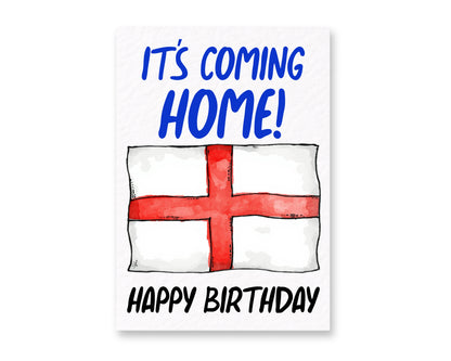 It's Coming Home Birthday Card, Funny Football Birthday Card, England Fan, Soccer Fan Gift, World Cup