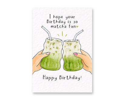 Matcha Birthday Card: Cute Milk Green Drink Greeting Card