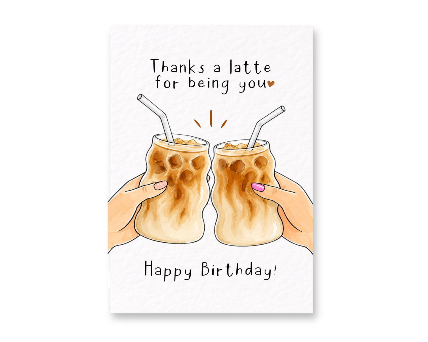 Thanks a Latte Greeting Card Friendship Card, Coffee Lover Card, Best Friend Card, Iced Latte Card, Birthday Card
