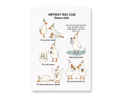 Birthday Run Club, Goose-Style Greeting Card, Funny Runners, Marathon, Half Marathon & Run Club Gift