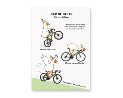Funny Cycling Birthday Card, Tour De Goose, Road Bike Birthday Card, Cyclist Gift