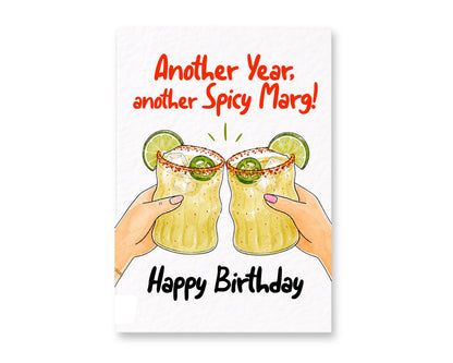 Spicy Margarita Birthday Card, Funny Cocktail Birthday Card, Happy Birthday Card for Best Friend, Marg Lover Birthday Card