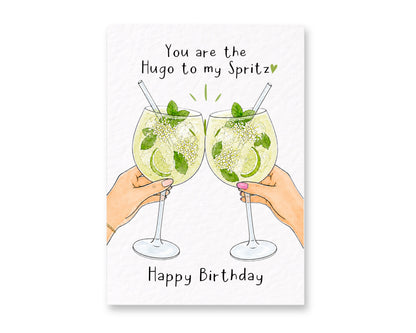 Hugo Spritz Birthday Card, You Are the Hugo to My Spritz,  Funny Cocktail Birthday Card, Best Friend Birthday