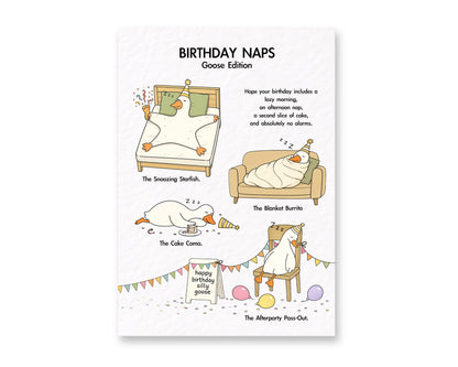 Birthday Naps Goose Birthday Card, Funny Birthday Card for Her, Him or Friend, Cute Goose Birthday Card, Humorous Birthday Greeting Card