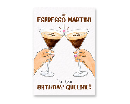 Espresso Martini Birthday Card, Birthday Queenie Card, Funny Cocktail Best Friend, Coffee Lover Gift