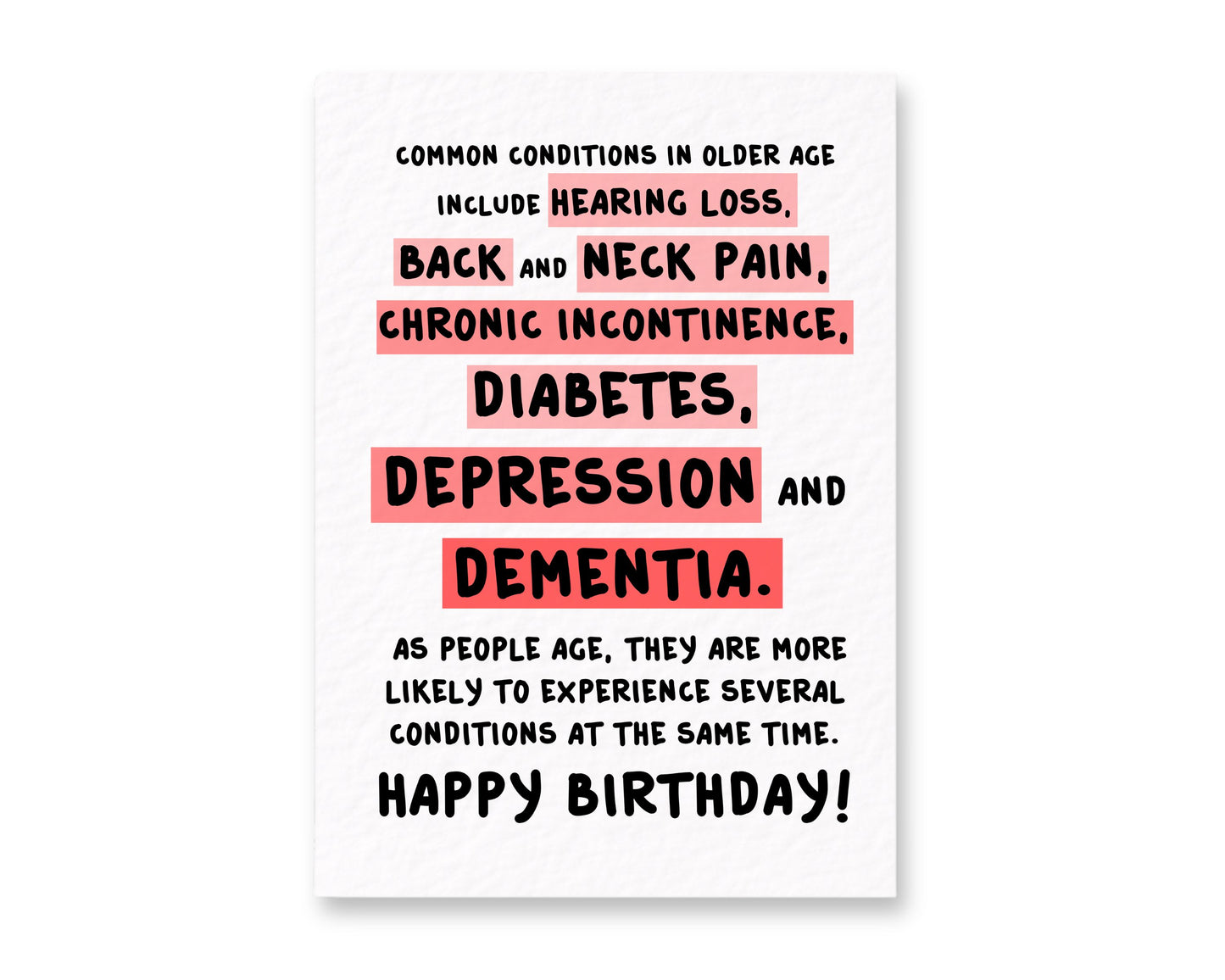 Funny Old Age Birthday Card, Rude Happy Birthday Card, Aging Humour Card, Sarcastic Birthday Card for Friend, Mum, Dad