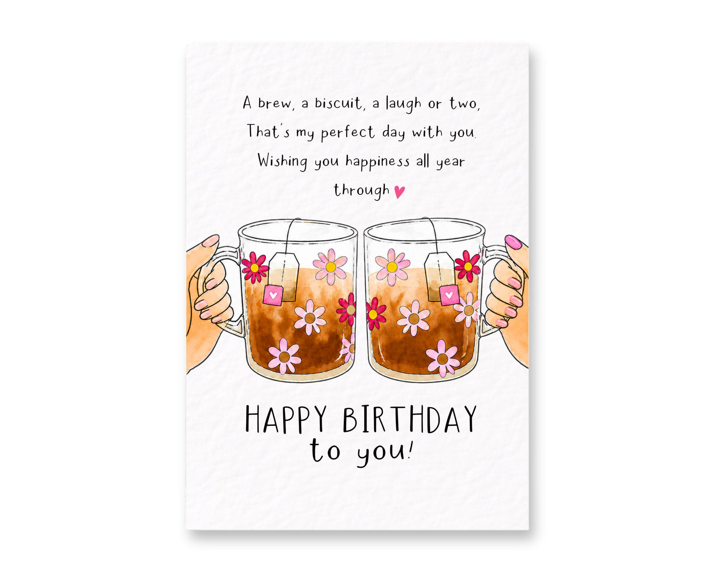 Tea Lover Birthday Card, Happy Birthday Tea Card, Best Friend Cute Tea & Biscuit Birthday Card Poem Verse Gift