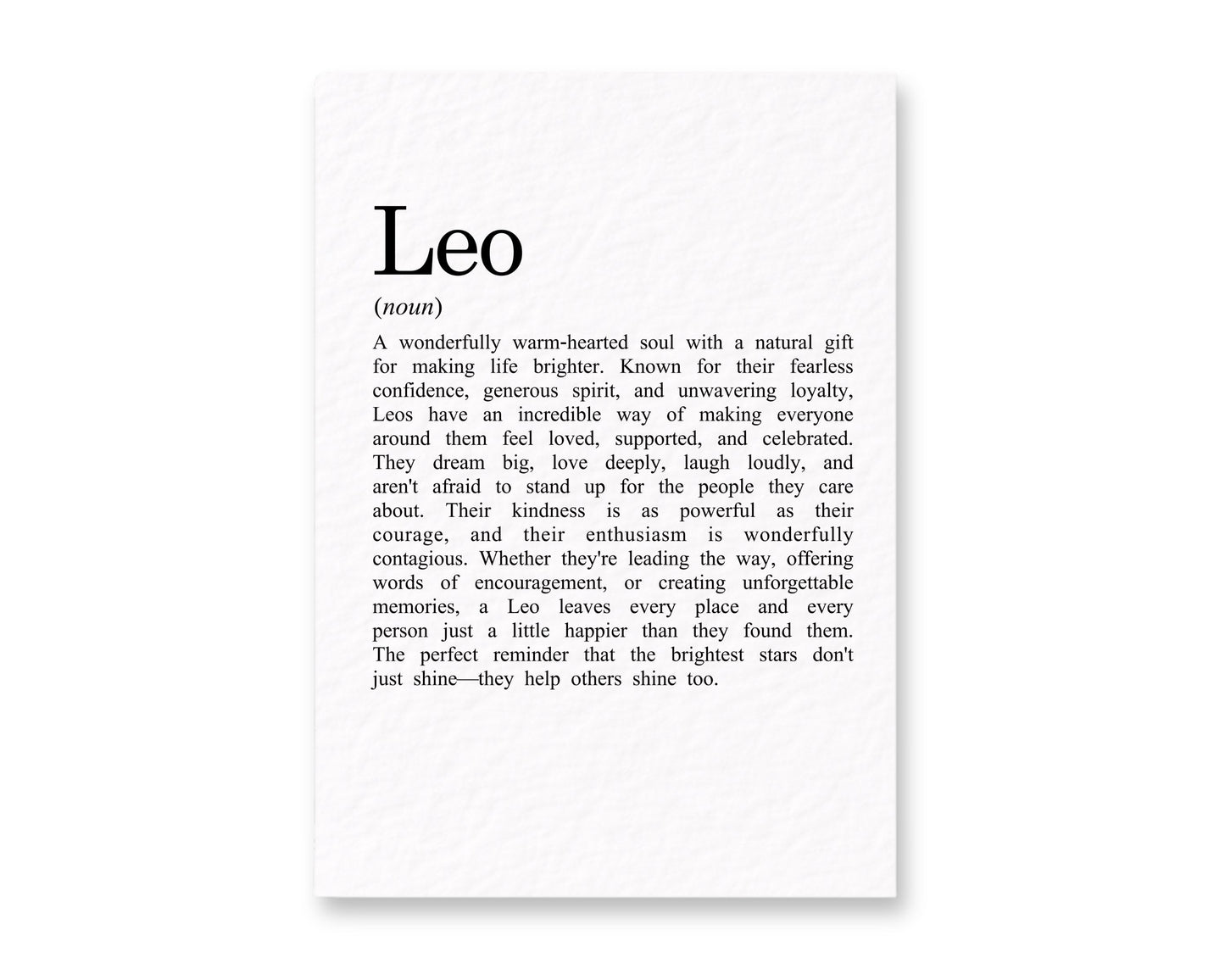 Leo Zodiac Birthday Card, Star Sign Definition Card, Astrology Leo Gift for Her, Horoscope, July August Birthday