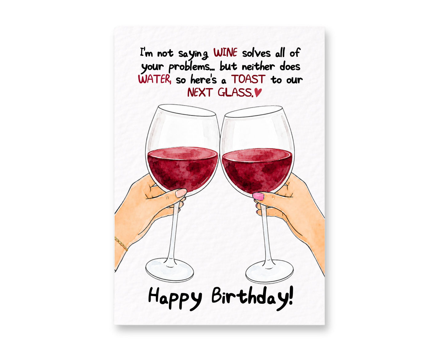 Funny Wine Birthday Card for Friend, Red Wine Birthday Card, Happy Birthday Card for Wine Lover, Cheers to Our Next Glass, Best Friend Card