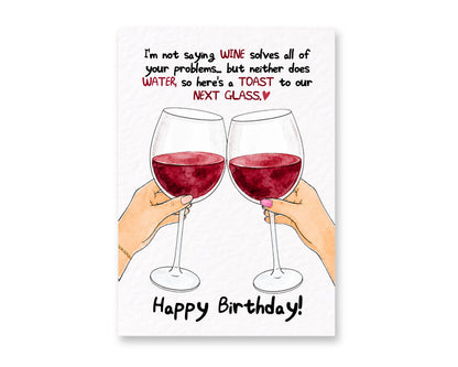Funny Wine Birthday Card for Friend, Red Wine Birthday Card, Happy Birthday Card for Wine Lover, Cheers to Our Next Glass, Best Friend Card