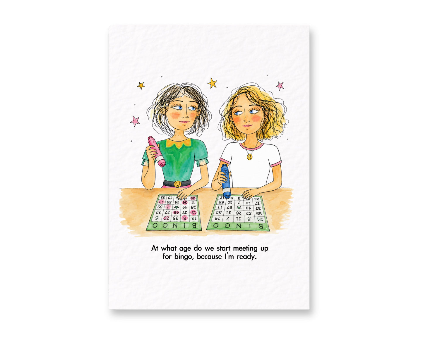 Funny Bingo Card, Quirky Illustration Birthday Card for Friend, Humorous, Funny, Aging, Best Friend