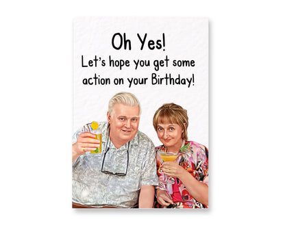 Benidorm Greeting Card - Jacqueline and Donald- Humorous Card- Funny Couple