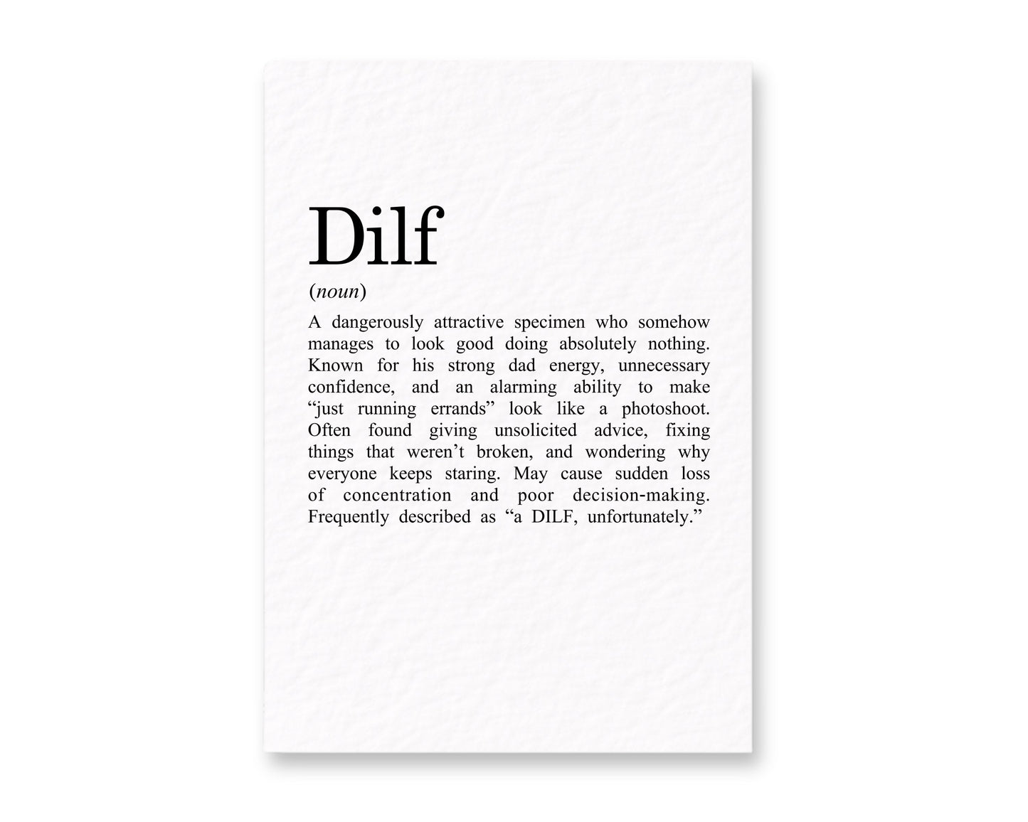 DILF Funny Greeting Card, Hilarious Dictionary Definition Birthday Card for Husband, Boyfriend, Dad Joke, Gag Meaning
