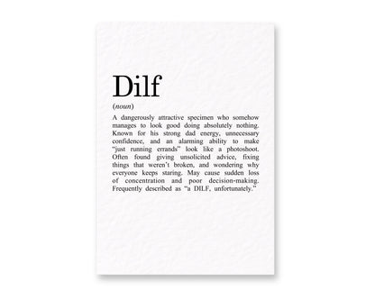 DILF Funny Greeting Card, Hilarious Dictionary Definition Birthday Card for Husband, Boyfriend, Dad Joke, Gag Meaning