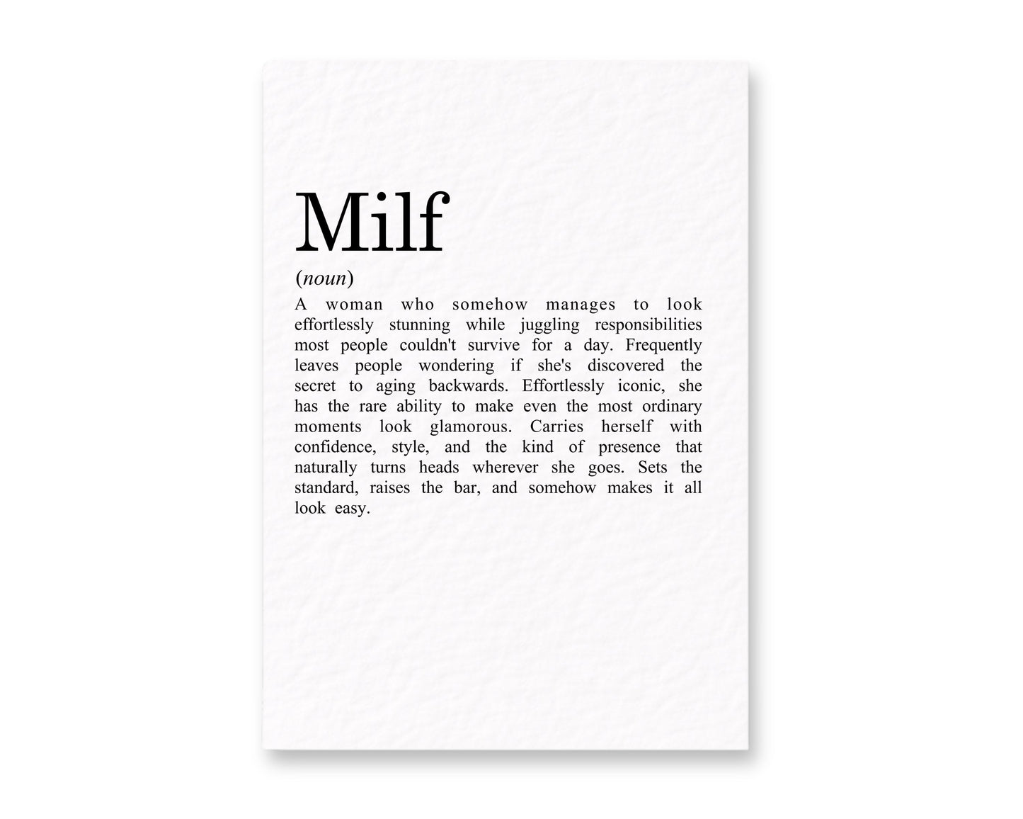 MILF Funny Greeting Card, Cheeky Birthday for Wife or Girlfriend,  Funny Mother's Day, Dictionary Definition Gift