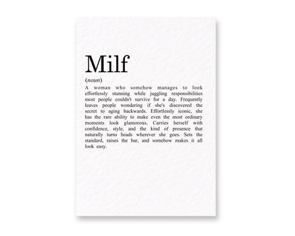 MILF Funny Greeting Card, Cheeky Birthday for Wife or Girlfriend,  Funny Mother's Day, Dictionary Definition Gift