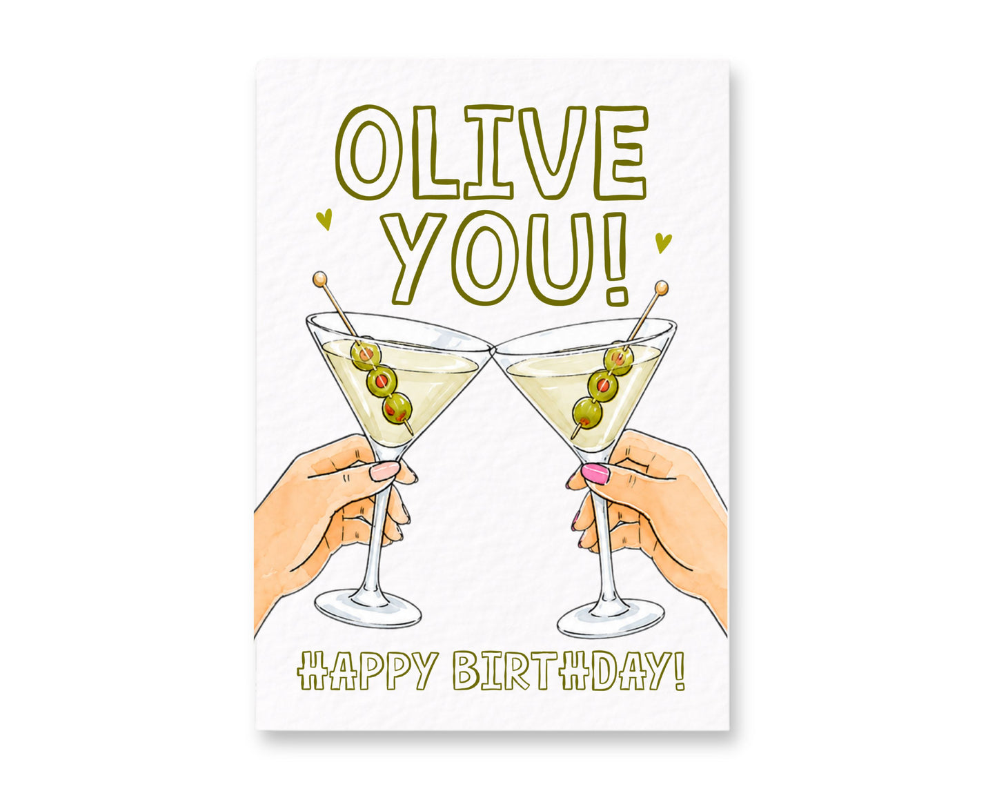 Olive You Birthday Card, Funny Martini Best Friend Birthday Card, Cocktail Lover