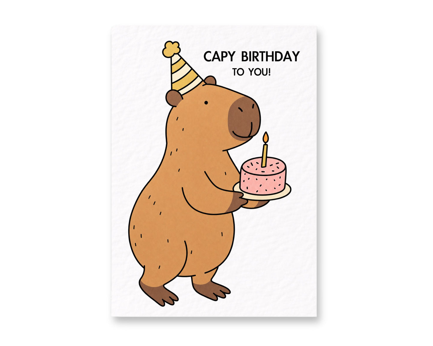 Funny “Capy Birthday to You!” Cute Capybara Holding Birthday Cake Greeting Gift