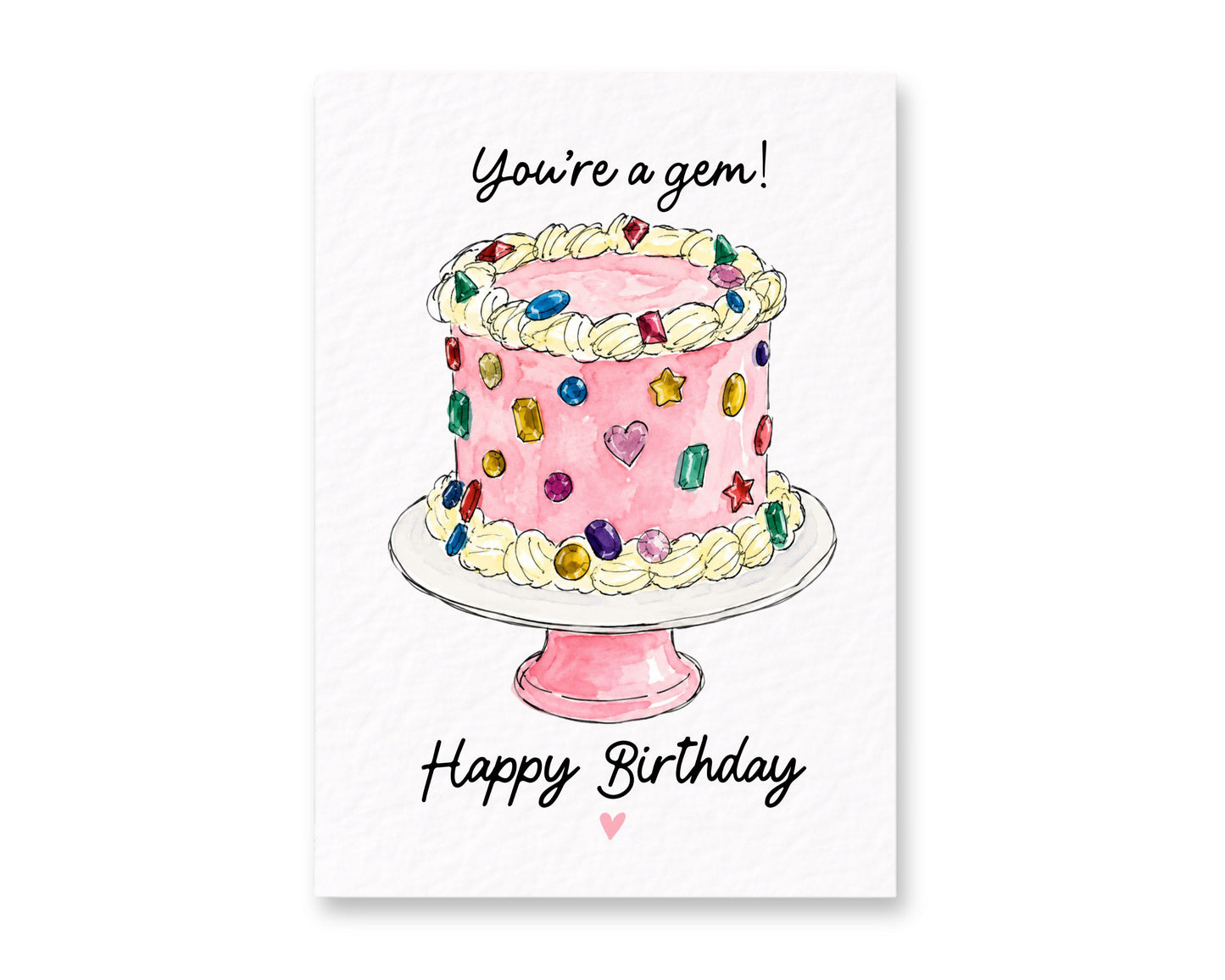 Bedazzled Gemstone Birthday Card, Jewelled Gem Cake, Sparkly Jewel Gift, You’re a Gem! Trending Cool Girl Greeting