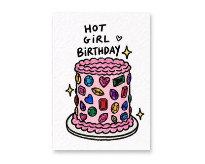 Bedazzled Gemstone Birthday Card, Jewelled Gem Cake, Sparkly Jewel Gift, Hot Girl Trending Cool Girl Greeting