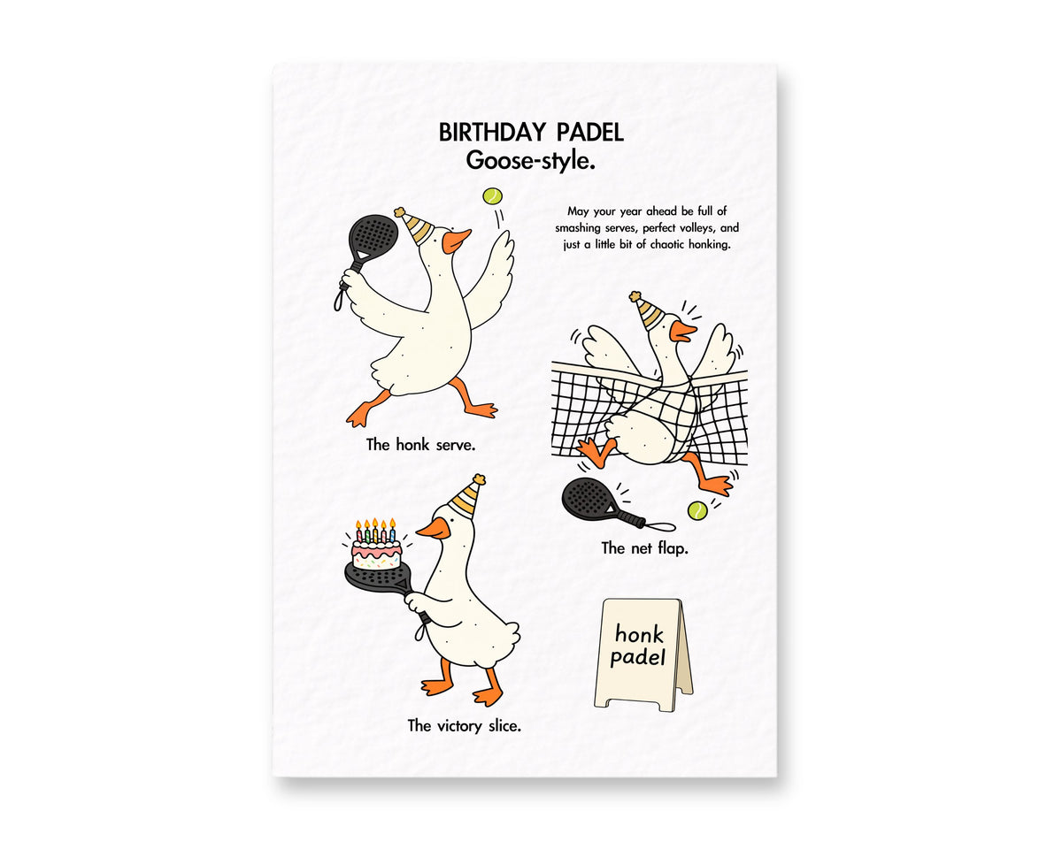 Funny Padel Birthday Card, Goose Padel Gift, Hilarious Sports Greeting, Tennis Lover Present, Quirky Player Keepsake, Court-Themed Design