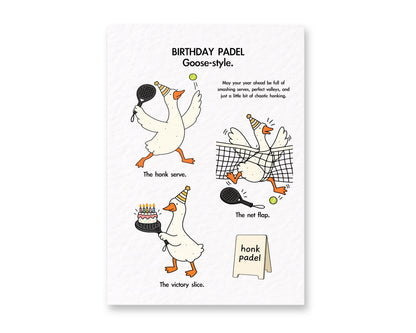 Funny Padel Birthday Card, Goose Padel Gift, Hilarious Sports Greeting, Tennis Lover Present, Quirky Player Keepsake, Court-Themed Design