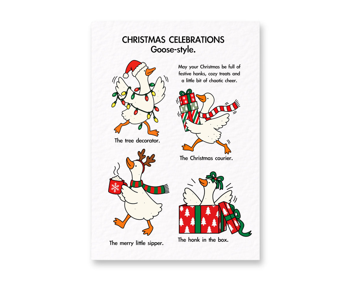 Funny Christmas Goose Card, Festive Holiday Greeting, Quirky Xmas Gift, Humorous Present, Seasonal Keepsake, Cheerful Goose Design, Xmas Fun