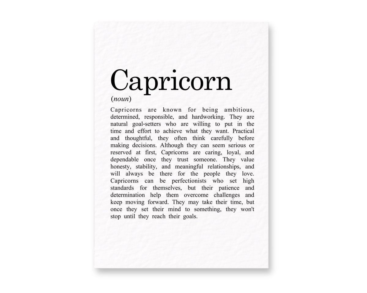 Capricorn Birthday Card, Zodiac Gift, Astrology Greeting, Star Sign Present, Horoscope Keepsake, January Birthday, December Thoughtful Gift