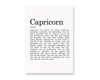 Capricorn Birthday Card, Zodiac Gift, Astrology Greeting, Star Sign Present, Horoscope Keepsake, January Birthday, December Thoughtful Gift