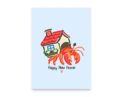 Hermit Crab Happy New Home Card, Housewarming Greeting, Coastal New Home Present, Seaside Inspired Gift, New Homeowner