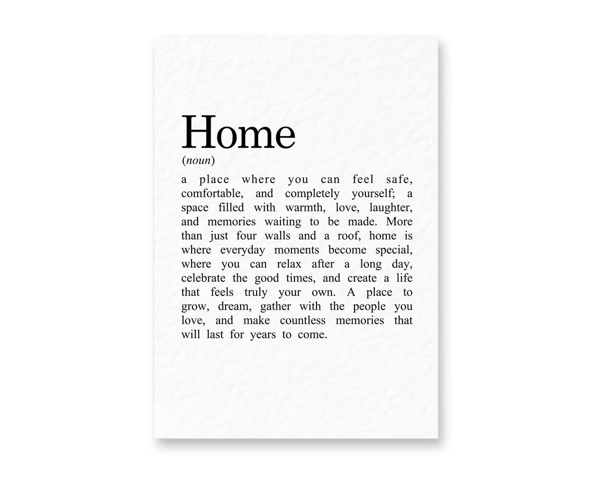 Home Definition Card, Housewarming Gift, New Home Greeting, Moving Present, Sentimental Keepsake, Homeowner Decor, Thoughtful Gift Idea