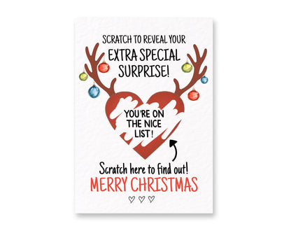 Christmas Scratch Reveal Card, Secret Santa Gift, Funny Present, Novelty Holiday Card, Festive Stocking Filler, Surprise, Nice List Card