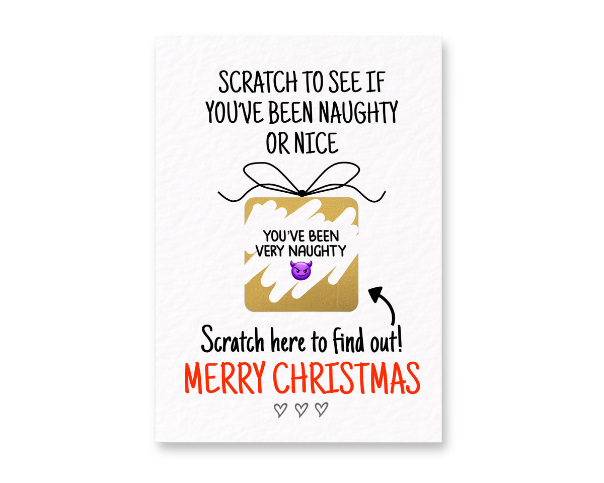 Funny Christmas Scratch Card, Naughty Or Nice Reveal, Santa Gift Idea, Novelty Greeting For Partner
