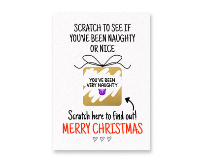 Funny Christmas Scratch Card, Naughty Or Nice Reveal, Santa Gift Idea, Novelty Greeting For Partner