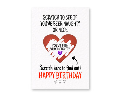 Funny Christmas Scratch Heart Card, Naughty Or Nice Reveal, Santa Gift Idea, Humorous, Joke Greeting For Partner
