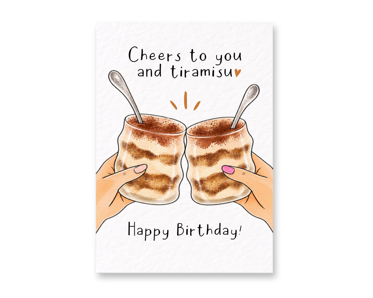 Tiramisu Birthday Card, Dessert Greeting, Cute Foodie Gift For Friend