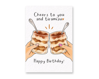 Tiramisu Birthday Card, Dessert Greeting, Cute Foodie Gift For Friend