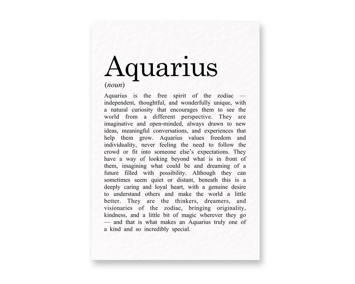 Aquarius Zodiac Card, Astrology Gift, Horoscope Keepsake, Air Sign Decor, Birthday Gift, Water Bearer Zodiac, Celestial Keepsake, Unique Aquarius Present