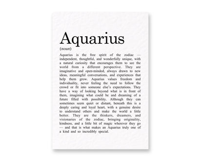 Aquarius Zodiac Card, Astrology Gift, Horoscope Keepsake, Air Sign Decor, Birthday Gift, Water Bearer Zodiac, Celestial Keepsake, Unique Aquarius Present