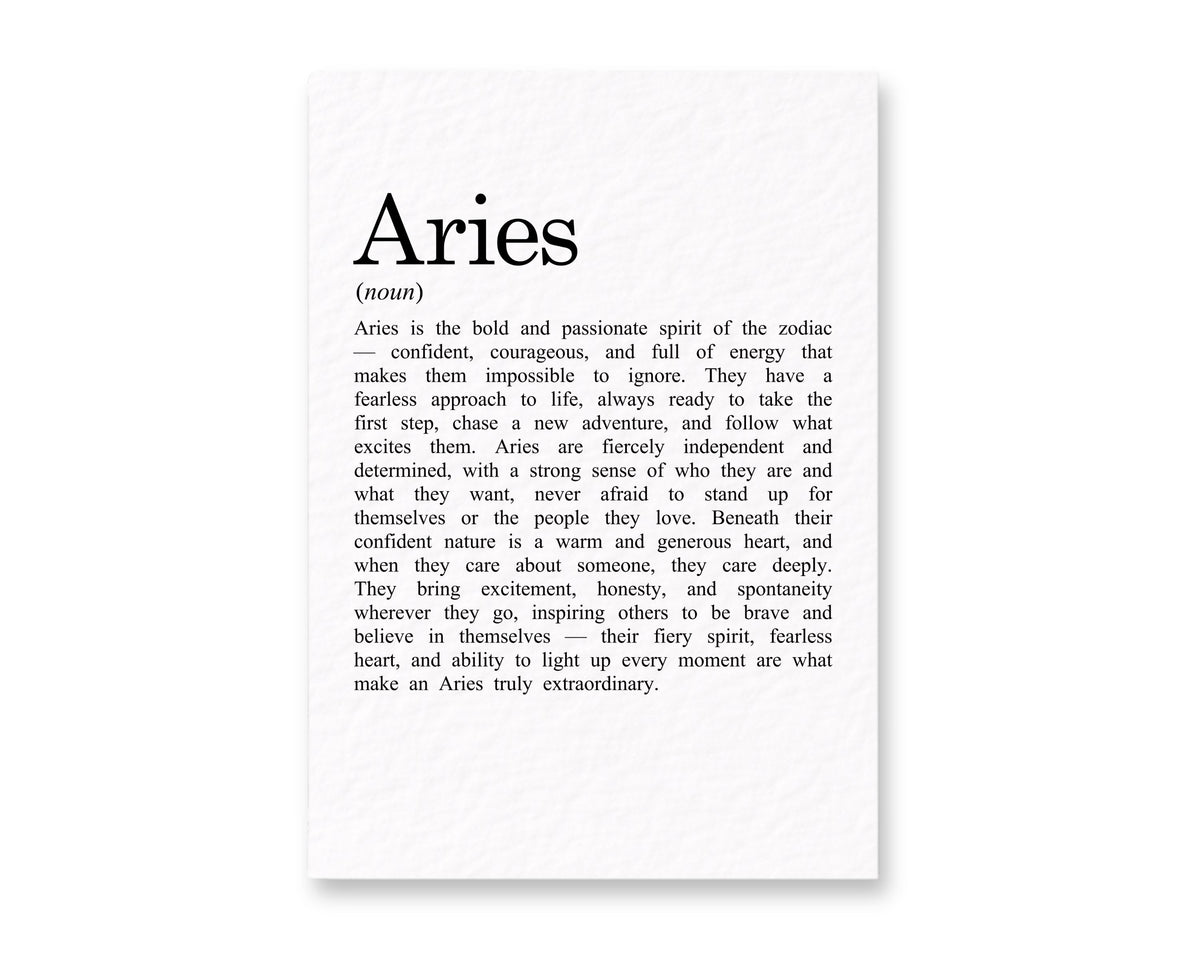 Aries Zodiac Card, Astrology Gift, Horoscope Keepsake, Fire Sign Decor, Birthday Gift, Aries Gift, Zodiac Sign Keepsake, Bold Aries Present