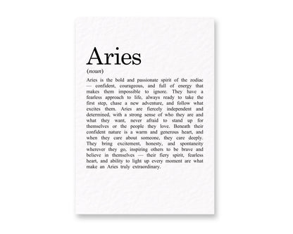 Aries Zodiac Card, Astrology Gift, Horoscope Keepsake, Fire Sign Decor, Birthday Gift, Aries Gift, Zodiac Sign Keepsake, Bold Aries Present