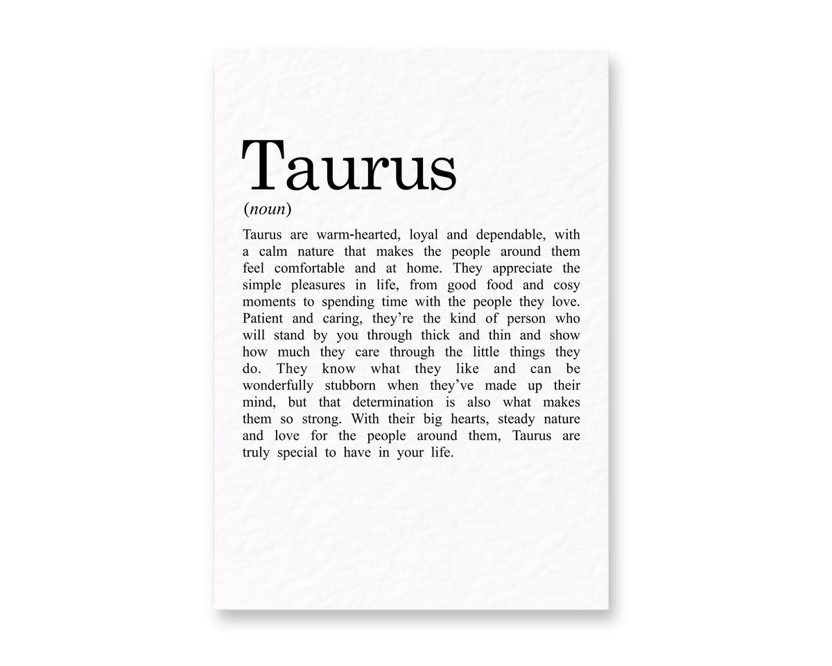 Taurus Zodiac Card, Astrology Gift, Horoscope Keepsake, Earth Sign Decor, Birthday Taurus Gift, Zodiac Sign Keepsake, Loyal Taurus