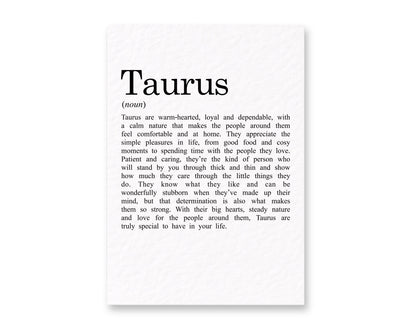 Taurus Zodiac Card, Astrology Gift, Horoscope Keepsake, Earth Sign Decor, Birthday Taurus Gift, Zodiac Sign Keepsake, Loyal Taurus