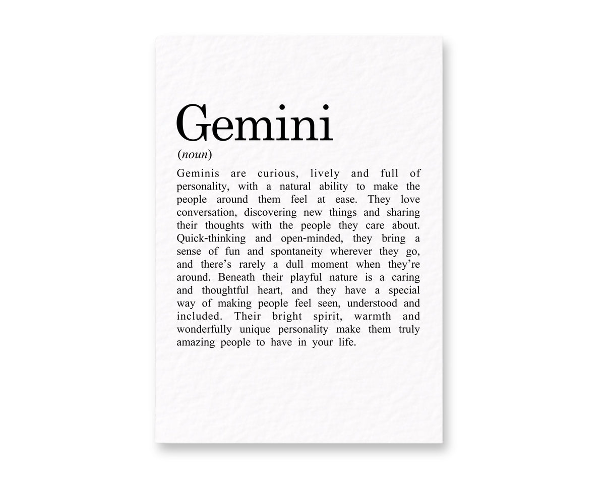 Gemini Zodiac Card, Astrology Gift, Horoscope Keepsake, Air Sign Decor, Birthday Gift, Gemini Gift, Zodiac Sign Keepsake